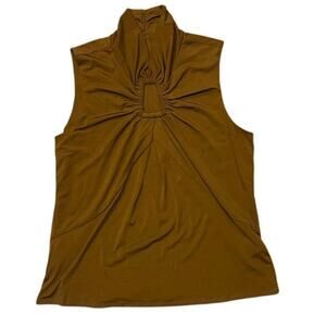 Adrienne‎ Landau Twist-Front Sleeveless Top | Size L | Golden Ochre